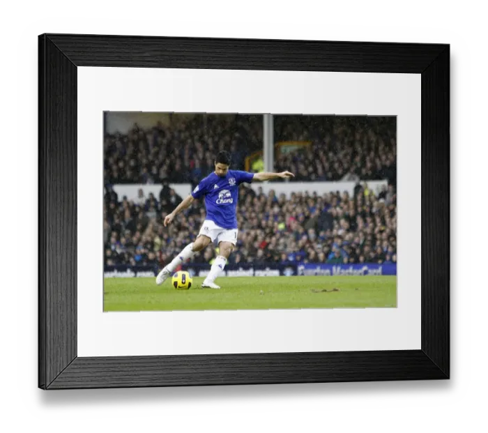 Framed Print : Mikel Arteta's Determined Shot: Everton's Pursuit for Victory vs. Blackpool (05 February 2011, Barclays Premier League) Framed Print : Mikel Arteta's Determined Shot: Everton's Pursuit for Victory vs. Blackpool (05 February 2011, Barclays Premier League)
