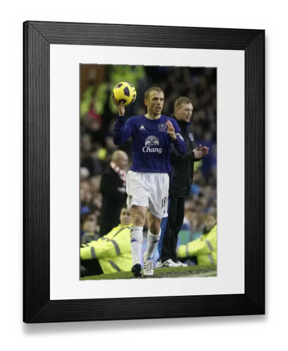 Framed Print : Phil Neville at Goodison Park: Everton vs Blackpool - Barclays Premier League (5 February 2011)