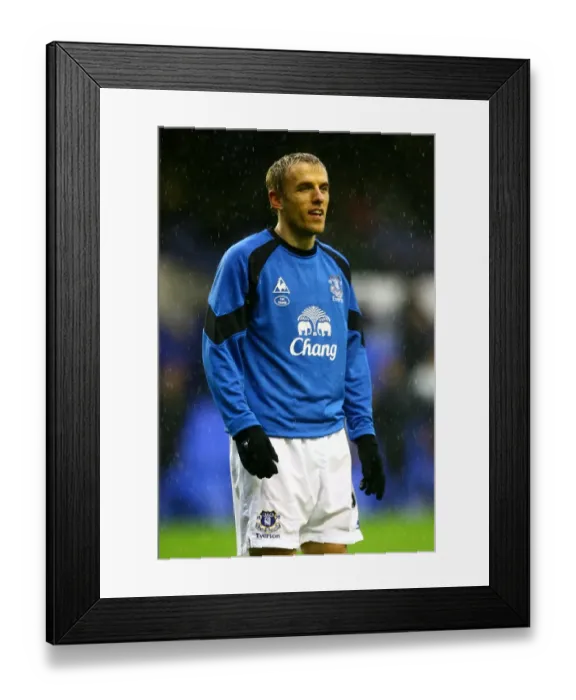 Framed Print : Everton's Battle at Goodison Park: Phil Neville Leads the Toffees against Blackpool (5 February 2011), Barclays Premier League