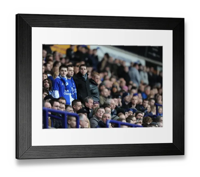 Framed Print : Everton's Passionate Roar: Bolton Wanderers vs Everton, Barclays Premier League - A Sea of Fans at Reebok Stadium