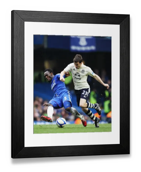 Framed Print : Intense Battle: Michael Essien vs. Seamus Coleman - FA Cup Fourth Round Replay Showdown at Stamford Bridge (19 February 2011)