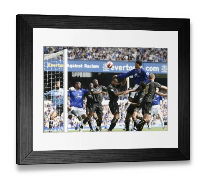 Framed Print : Joleon Lescott's Determined Header: Everton FC vs Portsmouth, FA Barclays Premiership, Goodison Park, 5 May 2007 Framed Print : Joleon Lescott's Determined Header: Everton FC vs Portsmouth, FA Barclays Premiership, Goodison Park, 5 May 2007
