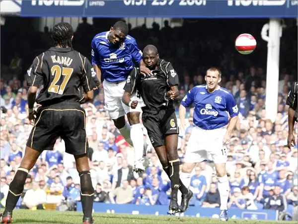 Everton v Portsmouth - Joseph Yobo scores his sides second goal