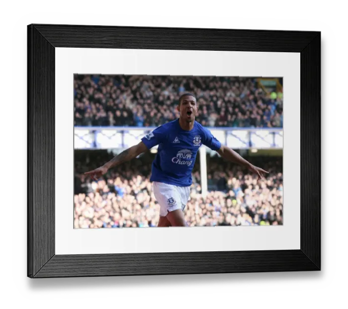 Framed Print : Everton's Jermaine Beckford Celebrates Opening Goal Against Sunderland in Barclays Premier League (February 26, 2011, Goodison Park) Framed Print : Everton's Jermaine Beckford Celebrates Opening Goal Against Sunderland in Barclays Premier League (February 26, 2011, Goodison Park)
