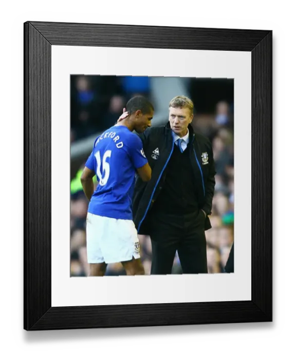 Framed Print : Everton FC: David Moyes and Jermaine Beckford's Exuberant Substitution Celebration (February 26, 2011) Framed Print : Everton FC: David Moyes and Jermaine Beckford's Exuberant Substitution Celebration (February 26, 2011)