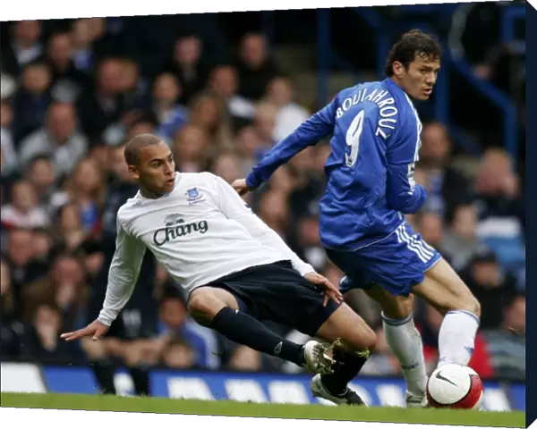 Chelsea v Everton - James Vaughan in action against Khalid Boulahrouz