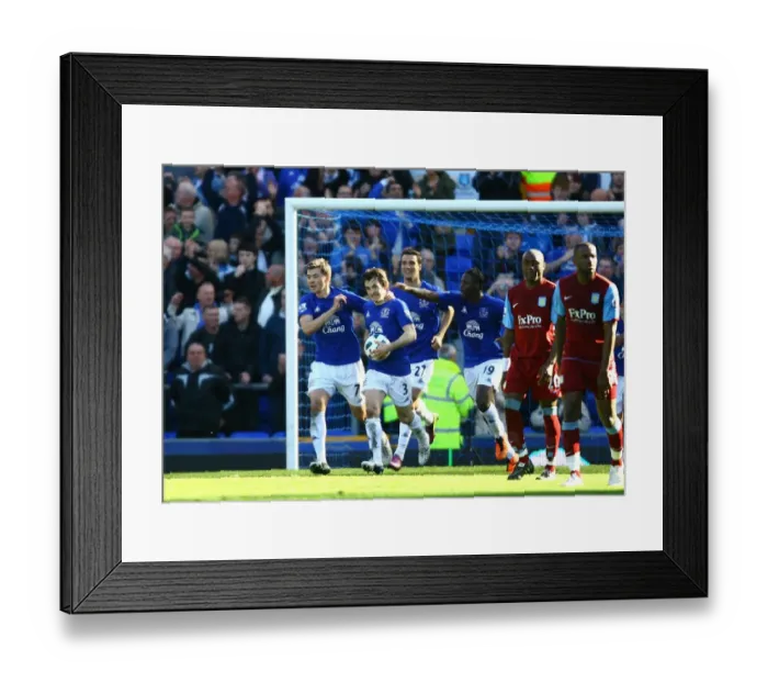 Framed Print : Leighton Baines Scores the Penalty: Everton's Second Goal vs. Aston Villa (April 4, 2011, Barclays Premier League, Goodison Park) Framed Print : Leighton Baines Scores the Penalty: Everton's Second Goal vs. Aston Villa (April 4, 2011, Barclays Premier League, Goodison Park)