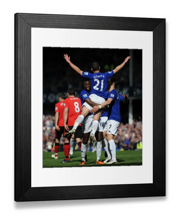 Framed Print : Osman's Thriller: Everton's First Goal vs. Blackburn Rovers (16 April 2011)