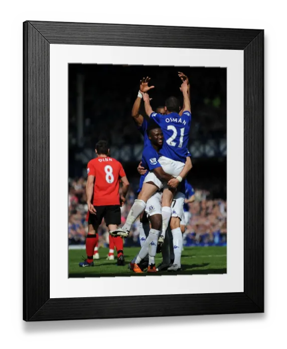 Framed Print : Leon Osman Scores the Opener: Everton FC vs. Blackburn Rovers, Barclays Premier League (16 April 2011, Goodison Park)