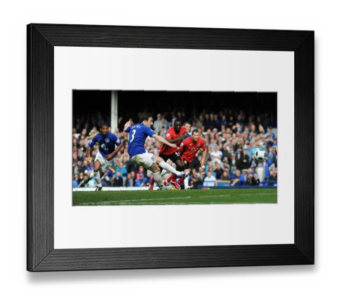 Framed Print : Leighton Baines Scores Penalty: Everton's Second Goal vs. Blackburn Rovers (April 16, 2011, Barclays Premier League)