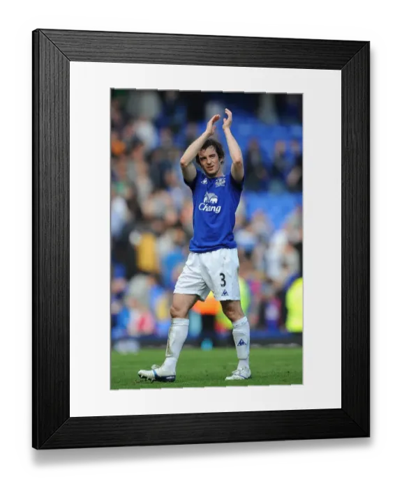 Framed Print : Everton FC's Leighton Baines: Celebrating Victory Over Blackburn Rovers in the Barclays Premier League (16 April 2011, Goodison Park)