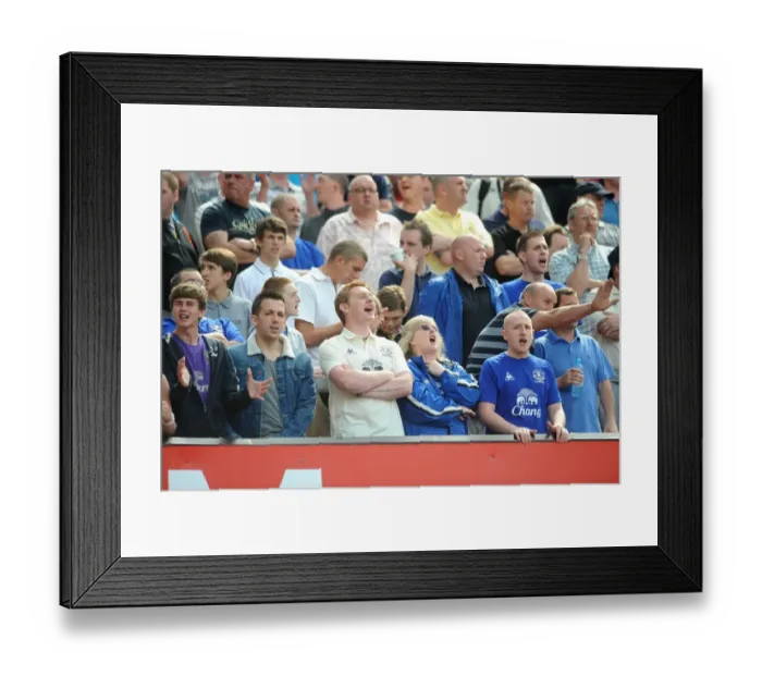 Framed Print : Everton Fans Unite: A Sea of Passion at Old Trafford (23 April 2011, Manchester United vs. Everton, Barclays Premier League)