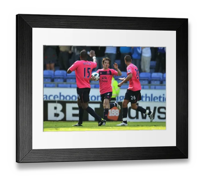 Framed Print : Leighton Baines Scores Debut Premier League Goal: Everton's Thrilling Penalty against Wigan Athletic (30 April 2011)