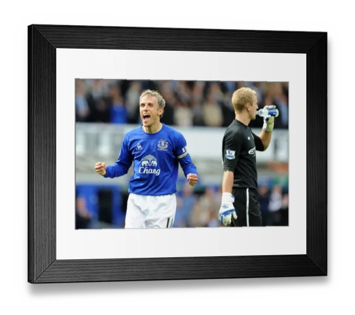 Framed Print : Everton's Phil Neville: Victory Celebration vs Manchester City (07 May 2011, Goodison Park) Framed Print : Everton's Phil Neville: Victory Celebration vs Manchester City (07 May 2011, Goodison Park)