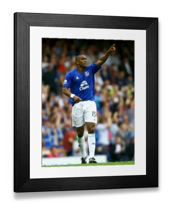 Framed Print : Distin's Strike: Everton's First Goal vs. Manchester City (07 May 2011, Barclays Premier League) Framed Print : Distin's Strike: Everton's First Goal vs. Manchester City (07 May 2011, Barclays Premier League)