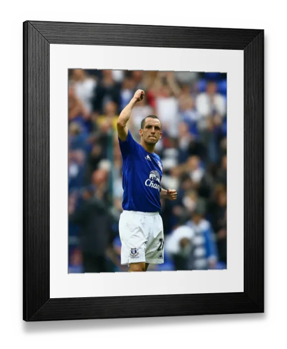Framed Print : Leon Osman's Euphoric Moment: Everton's Victory Over Manchester City (07 May 2011, Goodison Park)