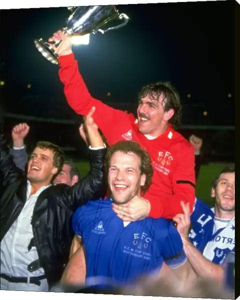 Everton's European Triumph: Gray and Southall Celebrate 1985 Cup Win Against Rapid Vienna