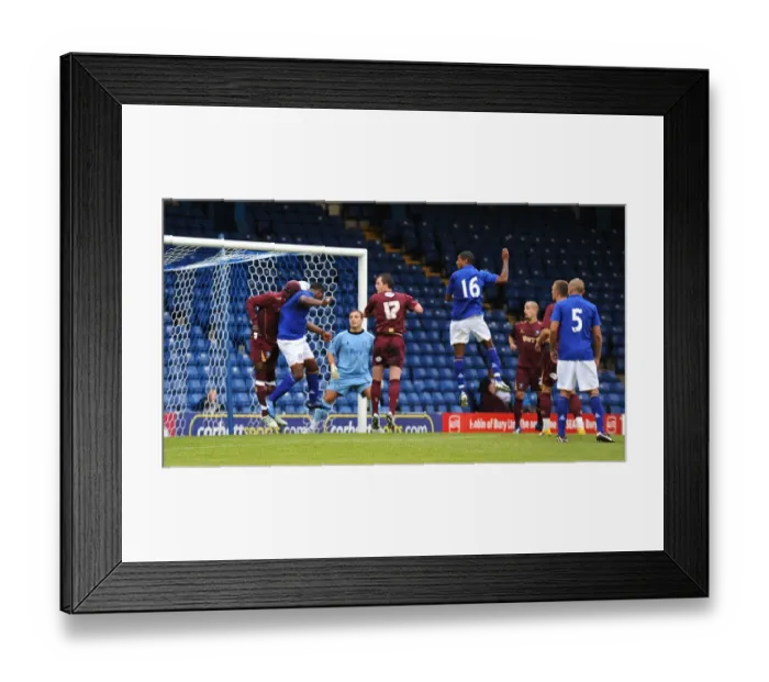 Framed Print : Yakubu's Header: Everton's Opening Goal vs. Bury (15 July 2011) Framed Print : Yakubu's Header: Everton's Opening Goal vs. Bury (15 July 2011)
