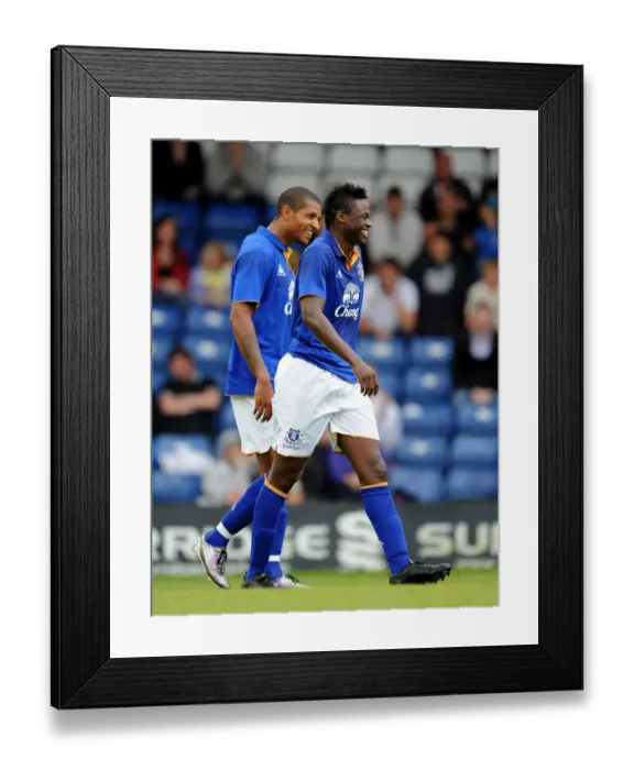 Framed Print : Everton's Magaye Gueye and Jermaine Beckford: A Celebratory Moment after Gueye's First Goal in the 2011 Pre-Season Friendly against Bury Framed Print : Everton's Magaye Gueye and Jermaine Beckford: A Celebratory Moment after Gueye's First Goal in the 2011 Pre-Season Friendly against Bury
