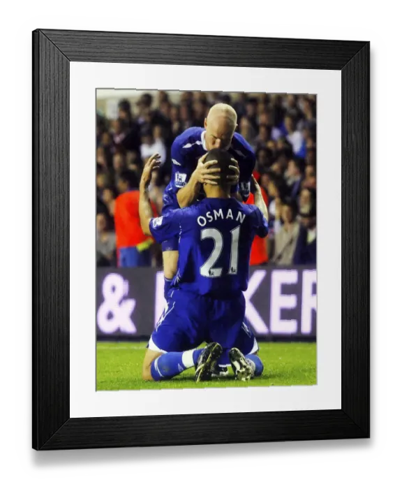 Framed Print : Osman and Johnson's Unforgettable Double Strike: Everton's Glory over Tottenham in the 2007 Premier League