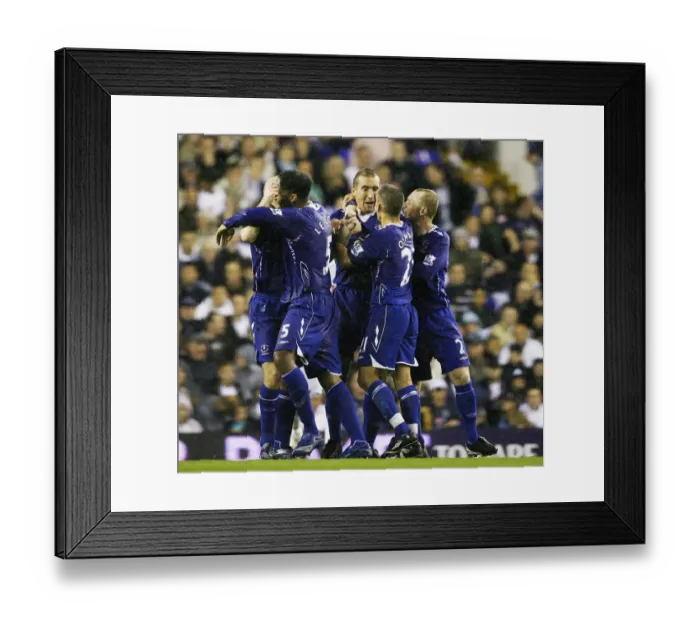 Framed Print : Alan Stubbs Triumph: Everton's Unforgettable Third Goal vs. Tottenham Hotspur in 2007 Framed Print : Alan Stubbs Triumph: Everton's Unforgettable Third Goal vs. Tottenham Hotspur in 2007