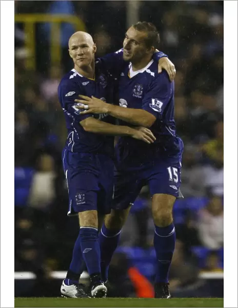 Everton's Unforgettable Triumph: Alan Stubbs and Andrew Johnson's Goal Celebration (07 / 08) - Everton FC vs. Tottenham Hotspur