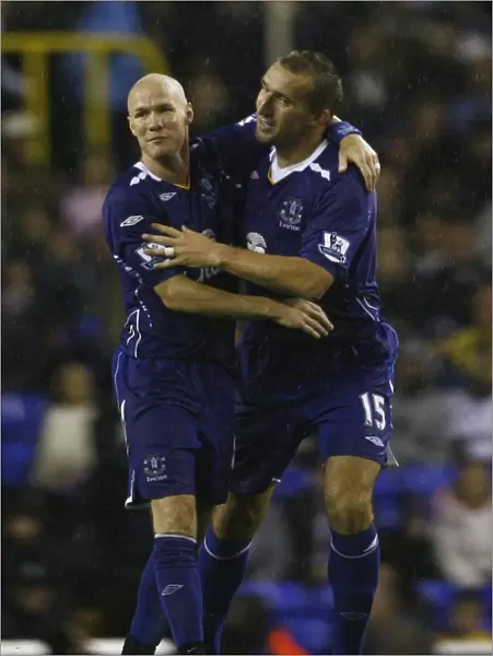 Everton's Unforgettable Triumph: Alan Stubbs and Andrew Johnson's Goal Celebration (07 / 08) - Everton FC vs. Tottenham Hotspur
