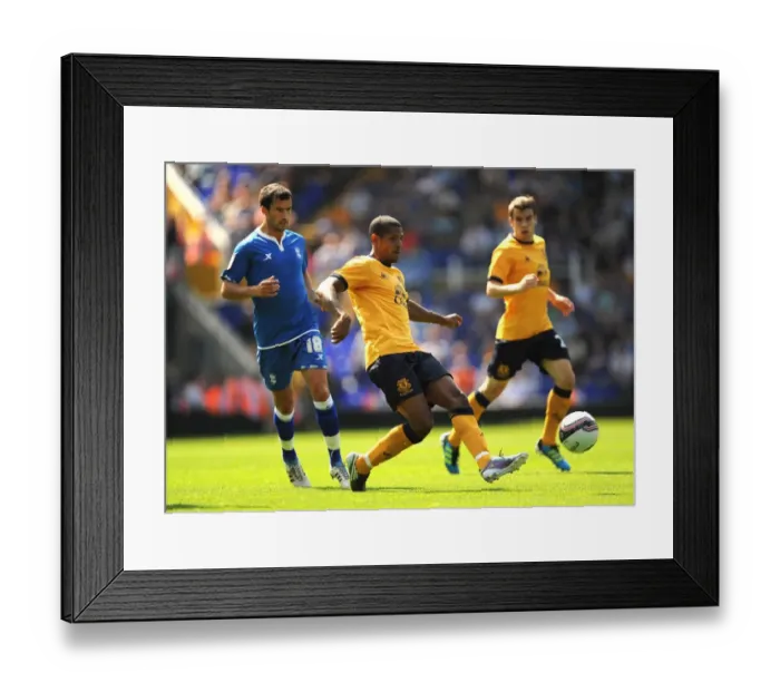 Framed Print : Clash on the Pitch: Jermaine Beckford vs. Keith Fahey - Everton's Intense Pre-Season Rivalry (30 July 2011)