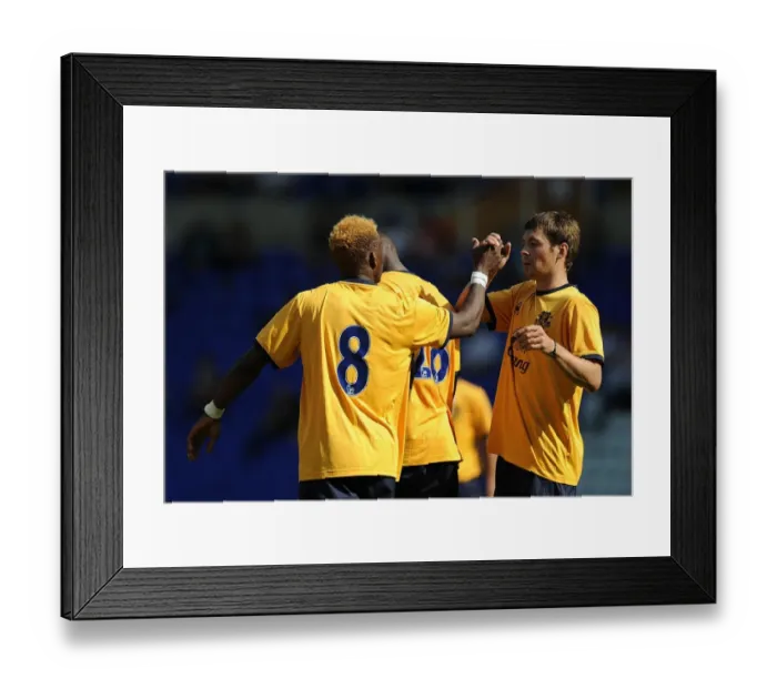 Framed Print : Everton's Louis Saha Celebrates Second Goal in Birmingham City Friendly (July 30, 2011)