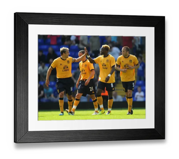 Framed Print : Everton's Louis Saha in Triumph: Celebrating His Goal Against Birmingham City (July 2011) Framed Print : Everton's Louis Saha in Triumph: Celebrating His Goal Against Birmingham City (July 2011)
