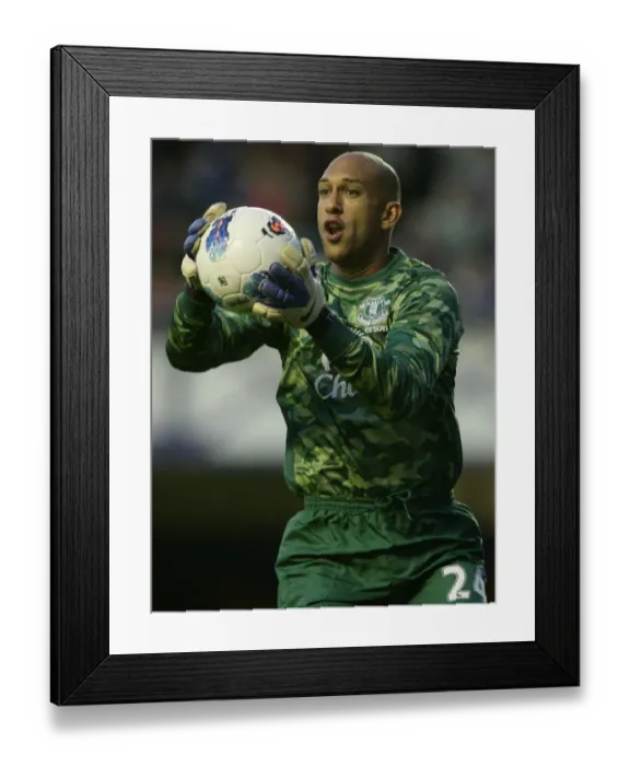 Framed Print : Everton's Tim Howard in Action: Everton FC vs Villarreal (2011, Goodison Park)