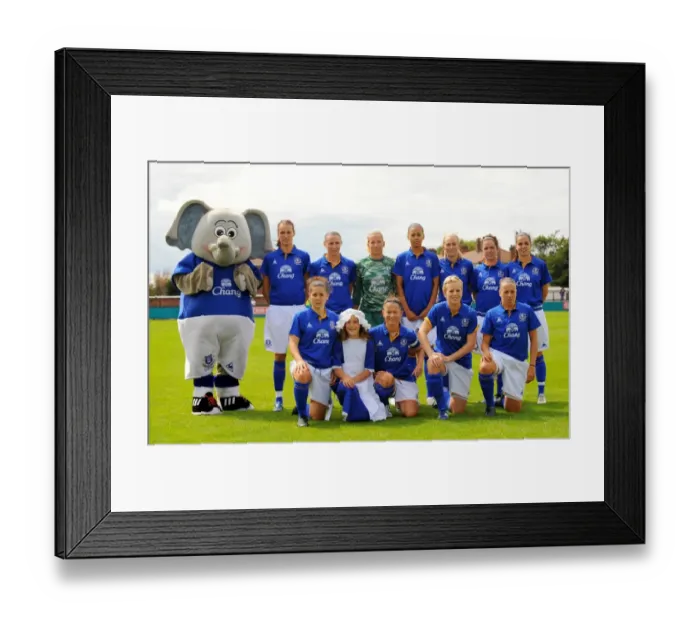 Framed Print : Everton Ladies vs. Lincoln Ladies: FA WSL Clash with Changy the Elephant at Goodison Park (August 2011) Framed Print : Everton Ladies vs. Lincoln Ladies: FA WSL Clash with Changy the Elephant at Goodison Park (August 2011)
