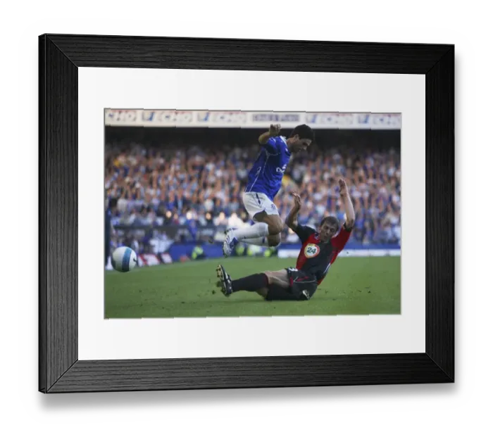 Framed Print : Mikel Arteta vs. Stephen Warnock: Everton vs. Blackburn Rovers in FA Premier League Clash (07 / 08)
