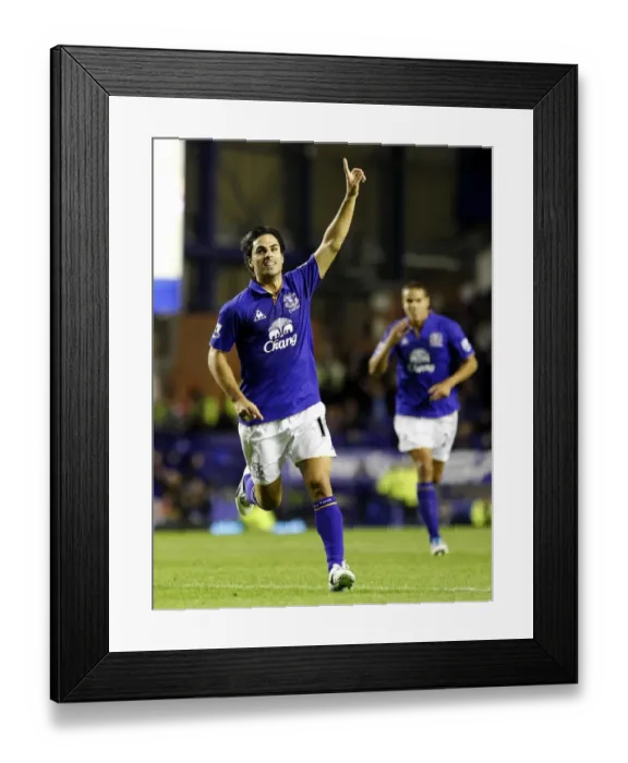Framed Print : Mikel Arteta's Hat-Trick: Everton's Triumph Over Sheffield United in Carling Cup Round 2 (24 August 2011)