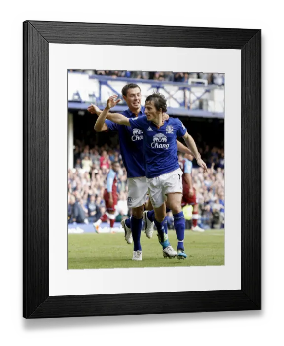 Framed Print : Baines Scores and Celebrates with Bilyaletdinov: Everton's Penalty Goal vs Aston Villa (September 10, 2011) Framed Print : Baines Scores and Celebrates with Bilyaletdinov: Everton's Penalty Goal vs Aston Villa (September 10, 2011)