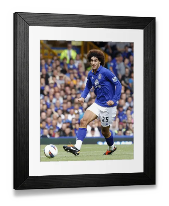 Framed Print : Marouane Fellaini in Action: Everton vs Aston Villa, Barclays Premier League, Goodison Park (September 10, 2011)