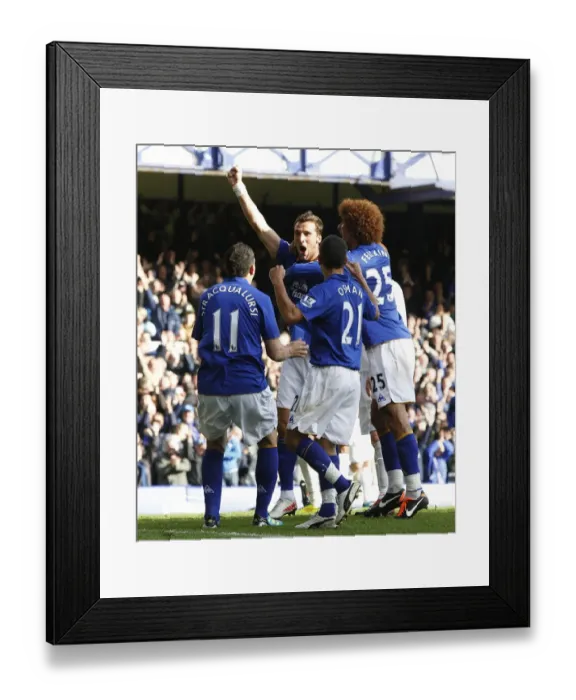 Framed Print : Everton's Apostolos Vellios Scores His Second Goal Against Wigan Athletic at Goodison Park (September 17, 2011, Barclays Premier League): Apostolos Vellios Celebrates with Teammates Framed Print : Everton's Apostolos Vellios Scores His Second Goal Against Wigan Athletic at Goodison Park (September 17, 2011, Barclays Premier League): Apostolos Vellios Celebrates with Teammates