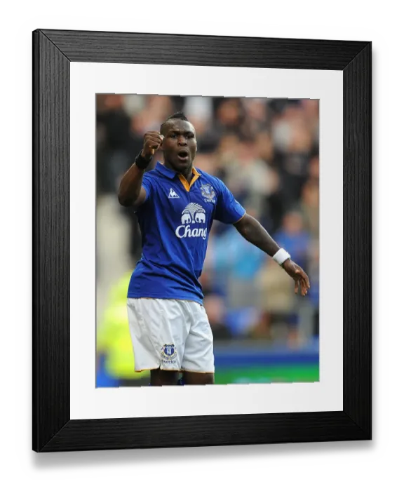 Framed Print : Royston Drenthe's Triple: Everton's Third Goal Celebration vs. Wigan Athletic (17 September 2011) Framed Print : Royston Drenthe's Triple: Everton's Third Goal Celebration vs. Wigan Athletic (17 September 2011)
