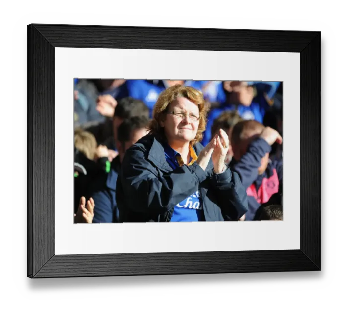 Framed Print : Everton FC: A Fan's Euphoric Roar at Goodison Park During Everton vs Wigan Athletic, Barclays Premier League (September 17, 2011) Framed Print : Everton FC: A Fan's Euphoric Roar at Goodison Park During Everton vs Wigan Athletic, Barclays Premier League (September 17, 2011)