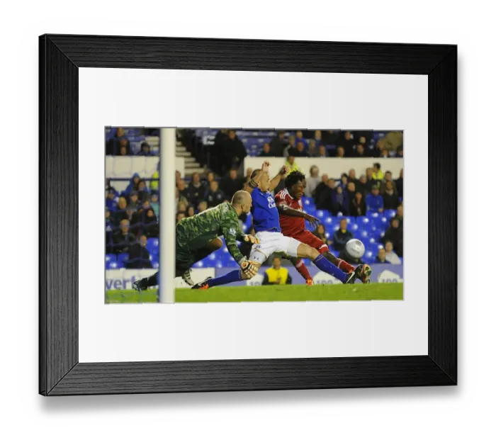 Framed Print : Everton's Jan Mucha Dives to Save Dramatic Late Shot from West Brom's Somen Tchoyi (Carling Cup 2011) Framed Print : Everton's Jan Mucha Dives to Save Dramatic Late Shot from West Brom's Somen Tchoyi (Carling Cup 2011)