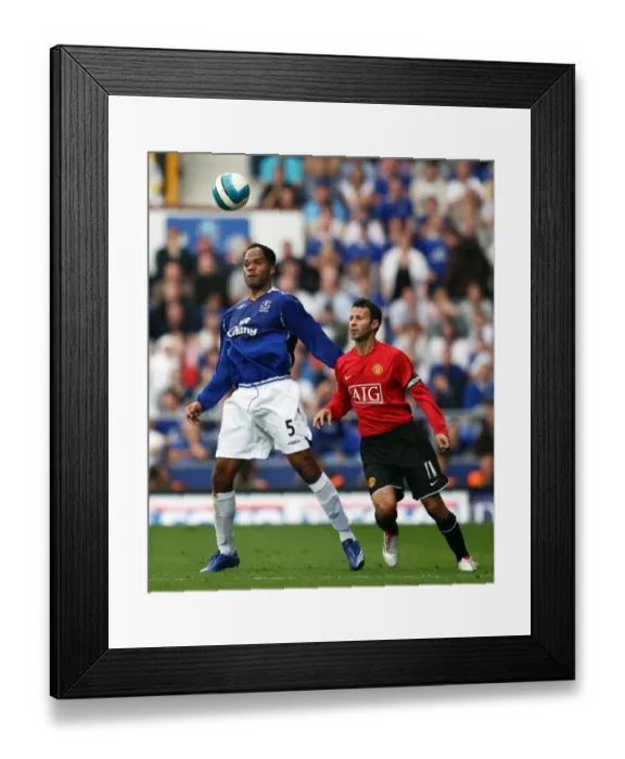 Framed Print : Giggs vs Lescott: Premier League Showdown at Goodison Park, 2007 - Everton vs Manchester United