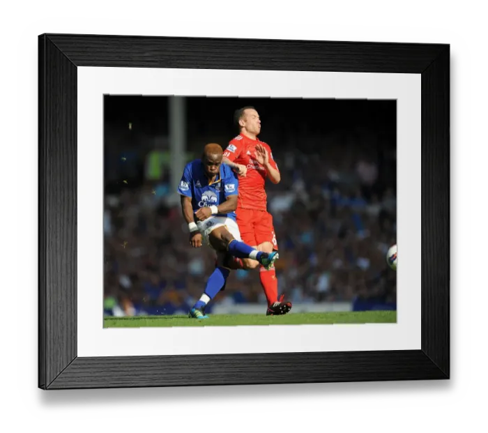 Framed Print : Intense Rivalry: Charlie Adam's Last-Ditch Defensive Stand Against Louis Saha's Goal Attempt (Everton vs Liverpool, Barclays Premier League, October 1, 2011) Framed Print : Intense Rivalry: Charlie Adam's Last-Ditch Defensive Stand Against Louis Saha's Goal Attempt (Everton vs Liverpool, Barclays Premier League, October 1, 2011)