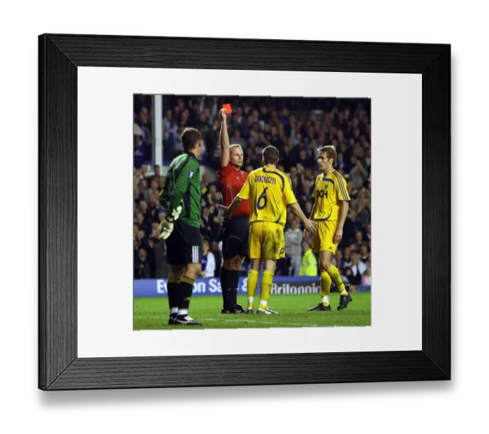 Framed Print : Everton vs Metalist Kharkiv: Seweryn Gancarczyk's Red Card - UEFA Cup First Leg, Goodison Park, 2007 Framed Print : Everton vs Metalist Kharkiv: Seweryn Gancarczyk's Red Card - UEFA Cup First Leg, Goodison Park, 2007