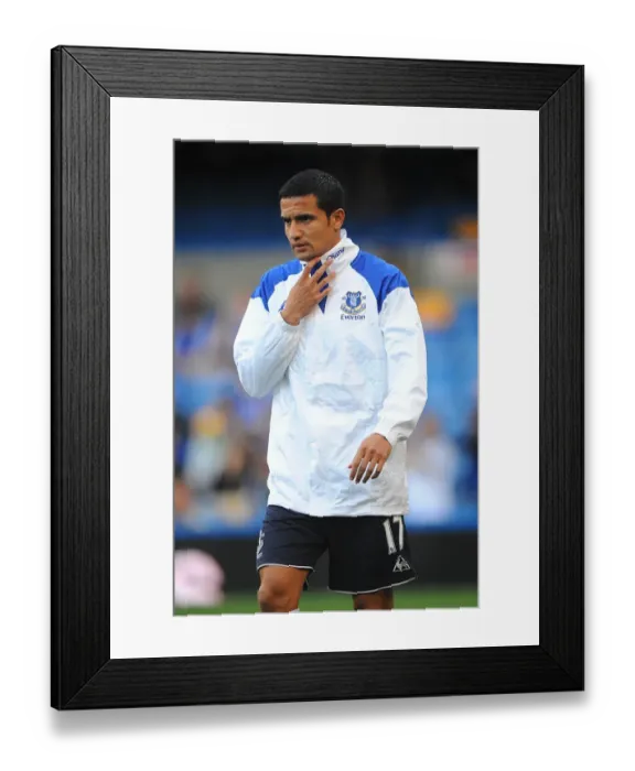 Framed Print : Tim Cahill of Everton Gears Up for Barclays Premier League Showdown against Chelsea at Stamford Bridge (15 October 2011) Framed Print : Tim Cahill of Everton Gears Up for Barclays Premier League Showdown against Chelsea at Stamford Bridge (15 October 2011)