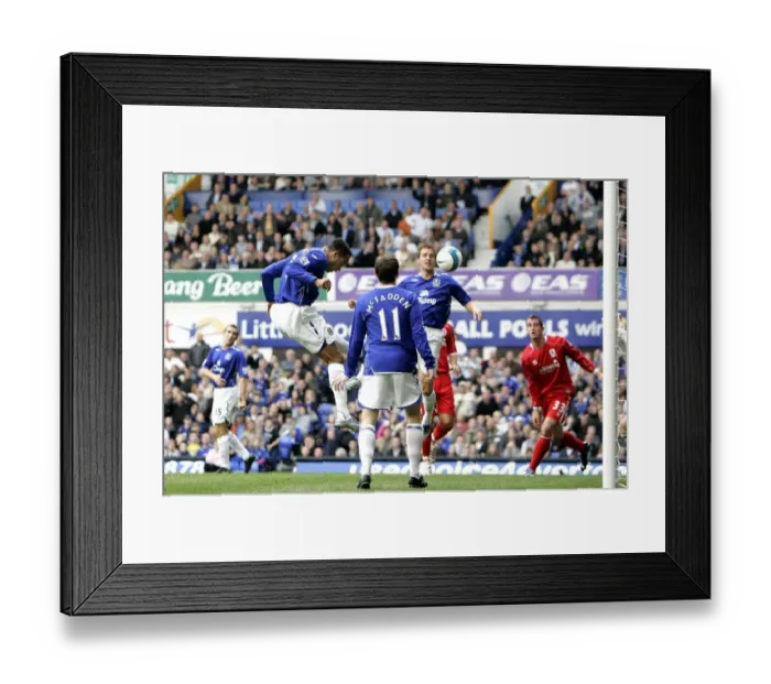 Framed Print : Joleon Lescott Scores First Everton Goal: Everton vs. Middlesbrough, Barclays Premier League, Goodison Park, September 30, 2007
