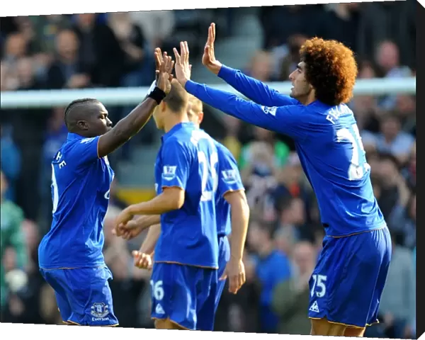 Everton's Drenthe and Fellaini: United in Celebration after Scoring First Goal vs. Fulham (October 23, 2011)