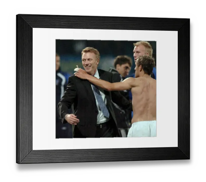 Framed Print : David Moyes and Everton Celebrate UEFA Cup Victory Over Metalist Kharkiv Framed Print : David Moyes and Everton Celebrate UEFA Cup Victory Over Metalist Kharkiv