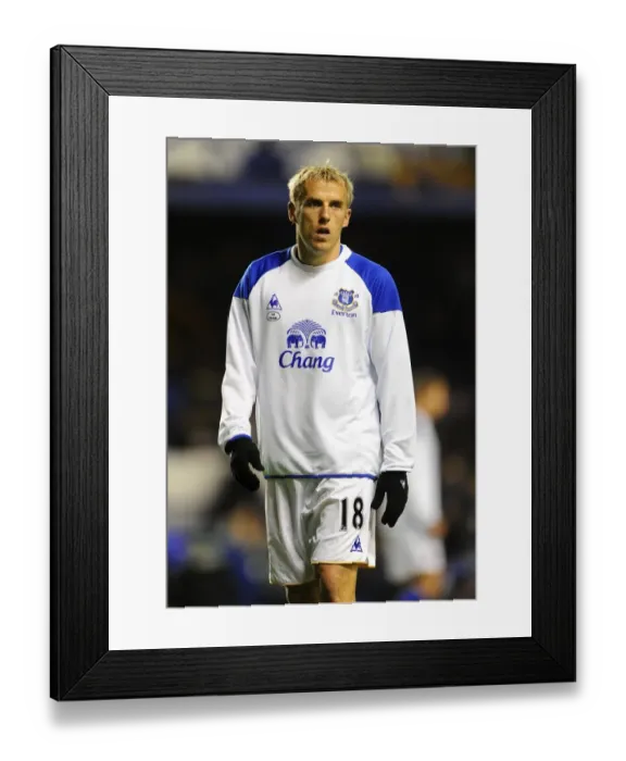 Framed Print : Phil Neville Leads Everton in Carling Cup Battle Against Chelsea at Goodison Park (26 October 2011)