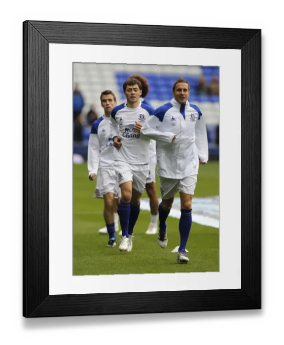 Framed Print : Everton FC: Jagielka and Bilyaletdinov Prepare for Everton vs Manchester United (BPL, Goodison Park, 29 October 2011) Framed Print : Everton FC: Jagielka and Bilyaletdinov Prepare for Everton vs Manchester United (BPL, Goodison Park, 29 October 2011)