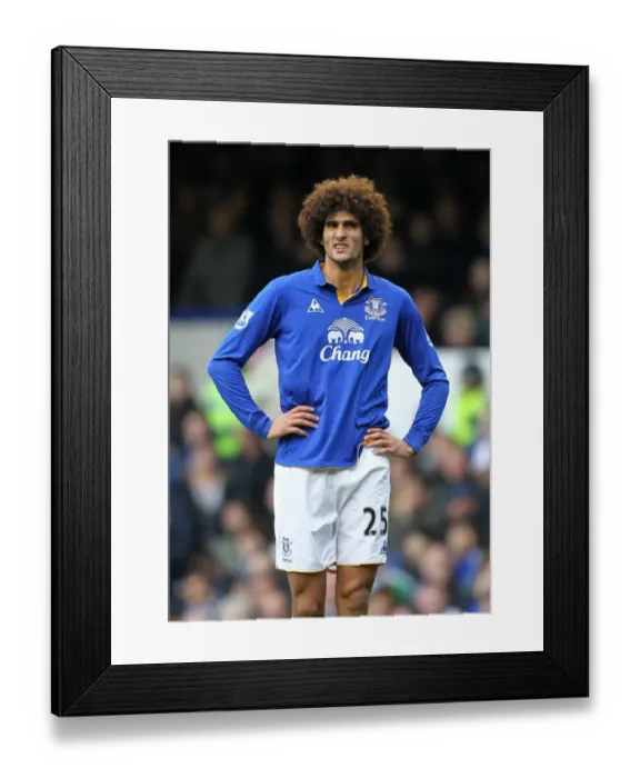 Framed Print : Marouane Fellaini in Action: Everton vs Manchester United, Barclays Premier League, Goodison Park (2011)